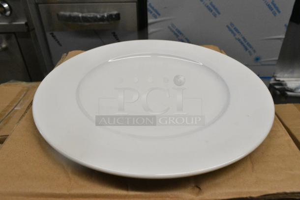 7 BRAND NEW SCRATCH AND DENT! Boxes of 12 Steelite 6900E502 Varick Classic Cafe from Steelite International 10 5/8" Bright White Wide Rim Plate. 7 Times Your Bid! - Image 1 of 4