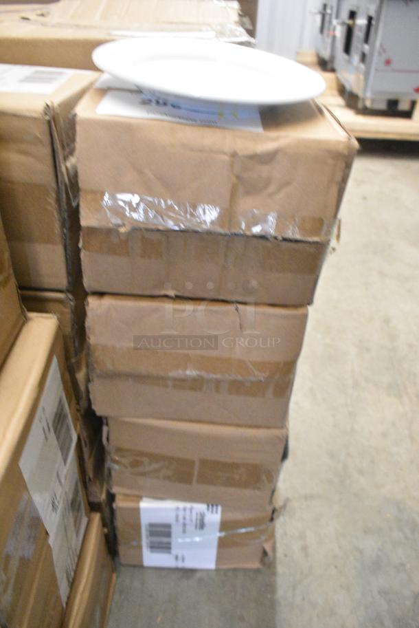 4 BRAND NEW SCRATCH AND DENT! Boxes of 12 Steelite 6900E506 Varick Classic Cafe from Steelite International 6 1/2" Bright White Wide Rim Plate. 4 Times Your Bid! - Image 2 of 3