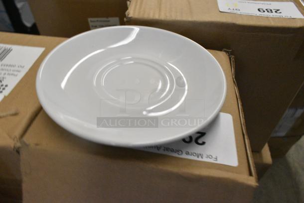 4 BRAND NEW SCRATCH AND DENT! Boxes of 12 Steelite 6900E530 Varick Classic Cafe from Steelite International 6 1/4" Bright White Double Well Saucer . 4 Times Your Bid! - Image 1 of 3