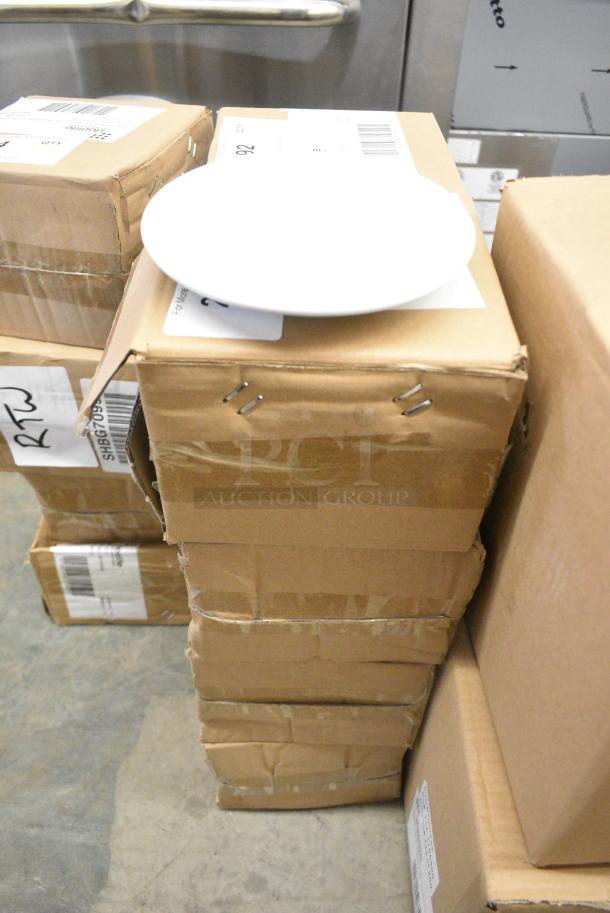 4 BRAND NEW SCRATCH AND DENT! Boxes of 12 Steelite 6900E530 Varick Classic Cafe from Steelite International 6 1/4" Bright White Double Well Saucer . 4 Times Your Bid! - Image 2 of 3