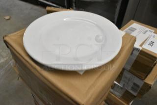 5 BRAND NEW SCRATCH AND DENT! Boxes of 12 Steelite 6900E506 Varick Classic Cafe from Steelite International 6 1/2" Bright White Wide Rim Plate. 5 Times Your Bid!