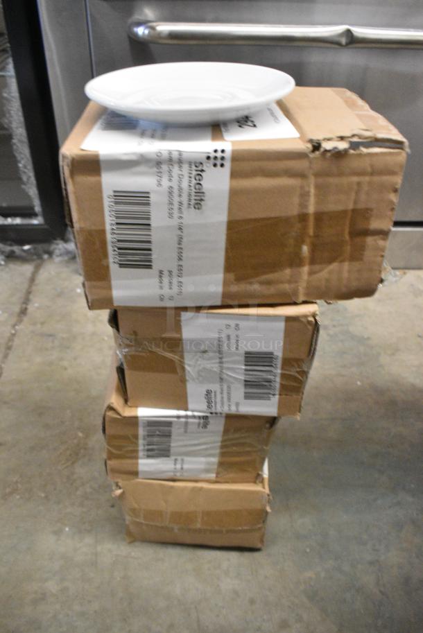 4 BRAND NEW SCRATCH AND DENT! Boxes of 12 Steelite 6900E530 Varick Classic Cafe from Steelite International 6 1/4" Bright White Double Well Saucer. 4 Times Your Bid! - Image 2 of 4