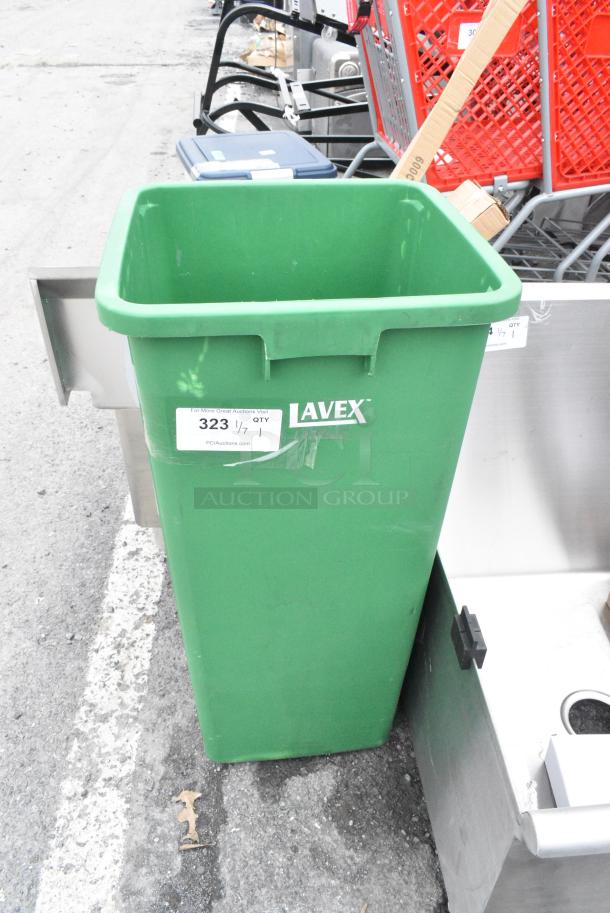 BRAND NEW SCRATCH AND DENT! Lavex Green Poly Trash Can. - Image 1 of 3