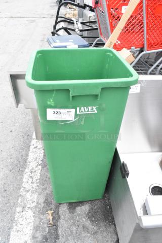 BRAND NEW SCRATCH AND DENT! Lavex Green Poly Trash Can.
