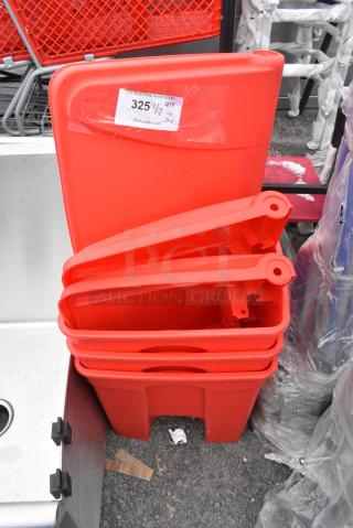 3 BRAND NEW SCRATCH AND DENT! Red Poly Trash Can. 3 Times Your Bid!