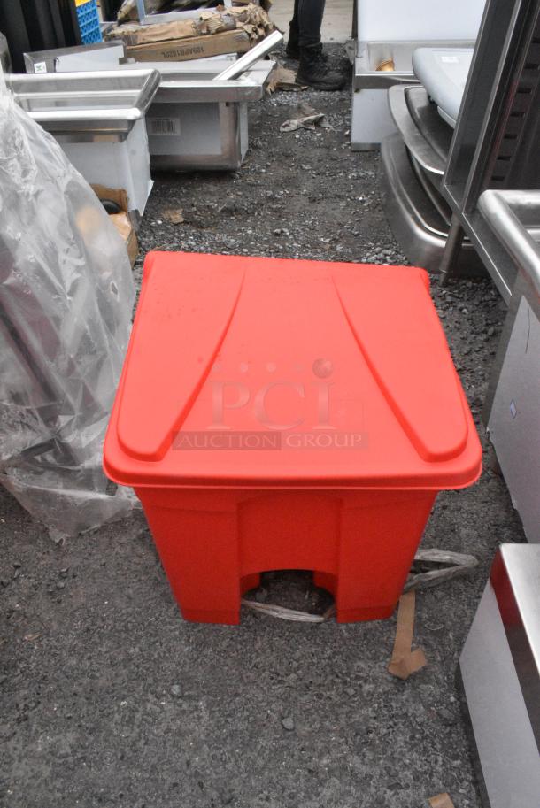 3 BRAND NEW SCRATCH AND DENT! Red Poly Trash Can. 3 Times Your Bid! - Image 2 of 3