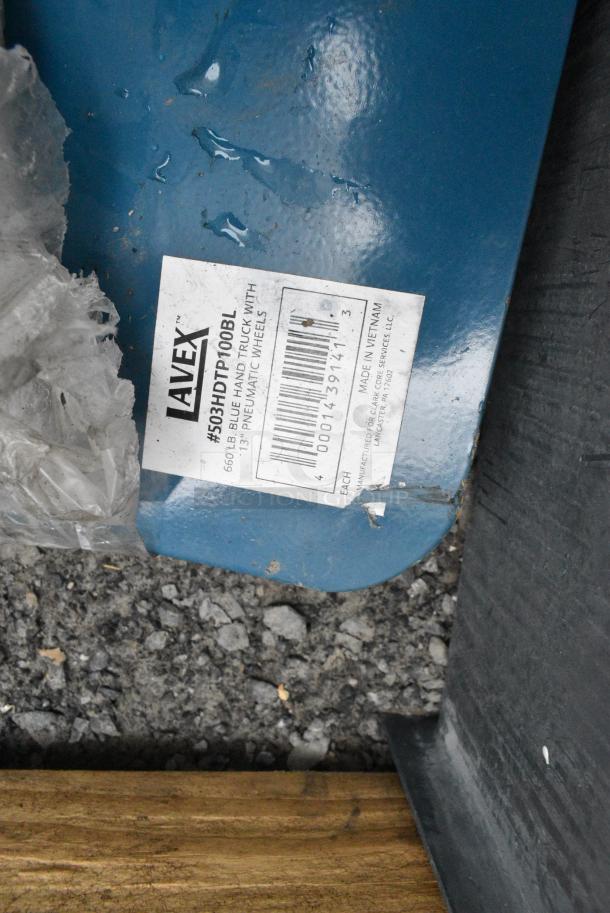 BRAND NEW SCRATCH AND DENT! Lavex 503HDTP100BL 660 lb. Blue Hand Truck With 13" Pneumatic Wheels - Image 3 of 3