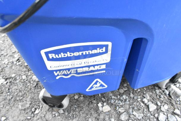 BRAND NEW SCRATCH AND DENT! Rubbermaid Blue Poly Mop Bucket w/ Wringing Attachment on Commercial Casters - Image 6 of 6