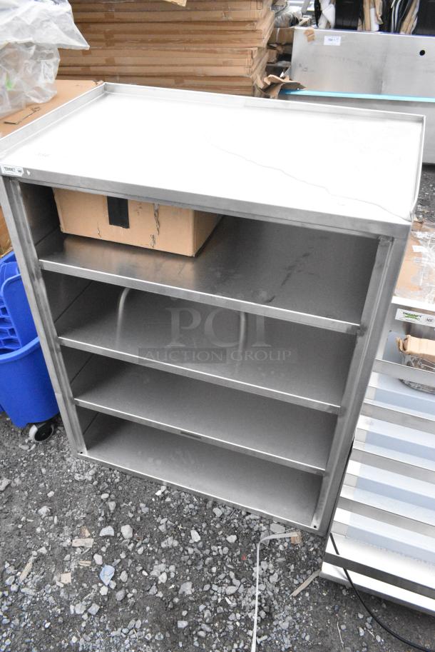 BRAND NEW SCRATCH AND DENT! Regency 600CT5S1830E 18" x 30" Five Shelf 18-Gauge 304 Stainless Steel Utility Cart with Enclosed Base and Open Front - Image 2 of 4