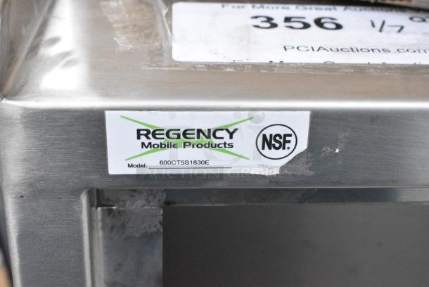 BRAND NEW SCRATCH AND DENT! Regency 600CT5S1830E 18" x 30" Five Shelf 18-Gauge 304 Stainless Steel Utility Cart with Enclosed Base and Open Front - Image 4 of 4