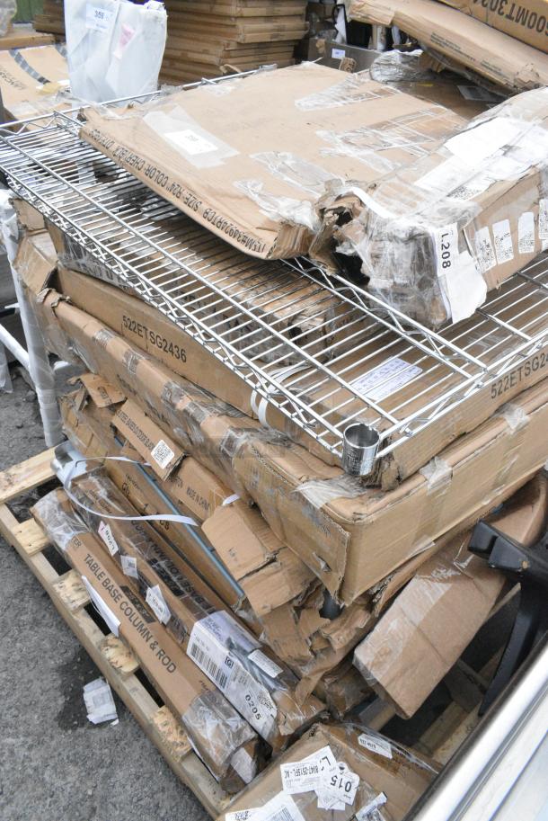 13 BRAND NEW SCRATCH AND DENT! Items Including 34924RTCB Lancaster Table & Seating 24" Laminated Round Table Top Reversible Cherry / Black, 427BASEGRNGY Lancaster Table & Seating 110 lb. Gray Square Granite Umbrella Base, 522ETSG2436 24" x 36" 18 Gauge 430 Stainless Steel Work Table with Undershelf, 600TSB2436S Regency 24" x 36" 16-Gauge Stainless Steel Commercial Work Table with 4" Backsplash and Undershelf, Three 427TB3636 Lancaster Table & Seating Excalibur 36" x 36" Cross Outdoor Table Base Plate, 164TCOLROD25 Lancaster Table & Seating 25 3/16" Standard Height Table Base Column and Rod, 460SS2436 Regency Spec Line 24" x 36" NSF Stainless Steel Solid Shelf. 13 Times Your Bid! - Image 2 of 11