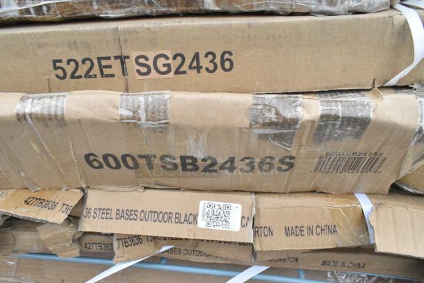 13 BRAND NEW SCRATCH AND DENT! Items Including 34924RTCB Lancaster Table & Seating 24" Laminated Round Table Top Reversible Cherry / Black, 427BASEGRNGY Lancaster Table & Seating 110 lb. Gray Square Granite Umbrella Base, 522ETSG2436 24" x 36" 18 Gauge 430 Stainless Steel Work Table with Undershelf, 600TSB2436S Regency 24" x 36" 16-Gauge Stainless Steel Commercial Work Table with 4" Backsplash and Undershelf, Three 427TB3636 Lancaster Table & Seating Excalibur 36" x 36" Cross Outdoor Table Base Plate, 164TCOLROD25 Lancaster Table & Seating 25 3/16" Standard Height Table Base Column and Rod, 460SS2436 Regency Spec Line 24" x 36" NSF Stainless Steel Solid Shelf. 13 Times Your Bid! - Image 6 of 11