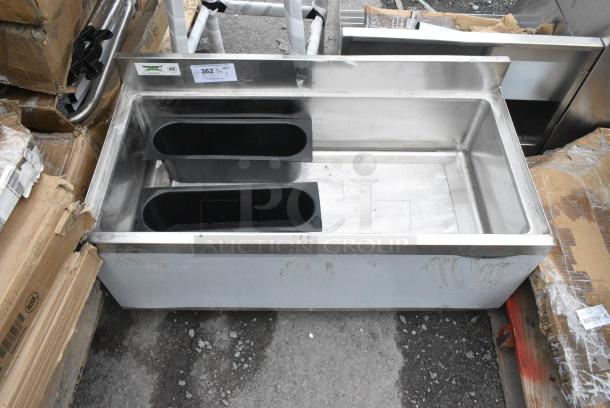 BRAND NEW SCRATCH AND DENT! Regency 600IB1836CP 18" x 36" Underbar Ice Bin with 7 Circuit Post-Mix Cold Plate and Bottle Holders - 79 lb. No Legs. - Image 1 of 3
