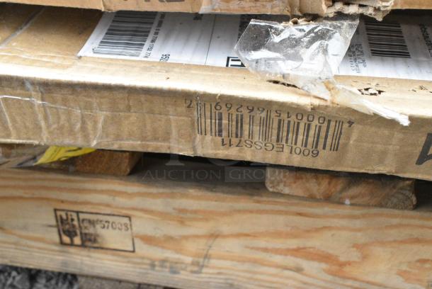 9 BRAND NEW SCRATCH AND DENT! Items Including 427CAU2432SL Lancaster Table & Seating 24" x 32" Silver Powder-Coated Aluminum Dining Height Outdoor Table with Umbrella Hole, 164RS36SS Lancaster Table & Seating Stainless Steel Silver 36" Crowd Control / Guidance Stanchion with 78" Retractable Belt, 600LEGSS711 Regency 28" Stainless Steel Leg for Work Tables - 5" Casters Required, 2 34924RTCB Lancaster Table & Seating 24" Laminated Round Table Top Reversible Cherry / Black. 9 Times Your Bid! - Image 5 of 8