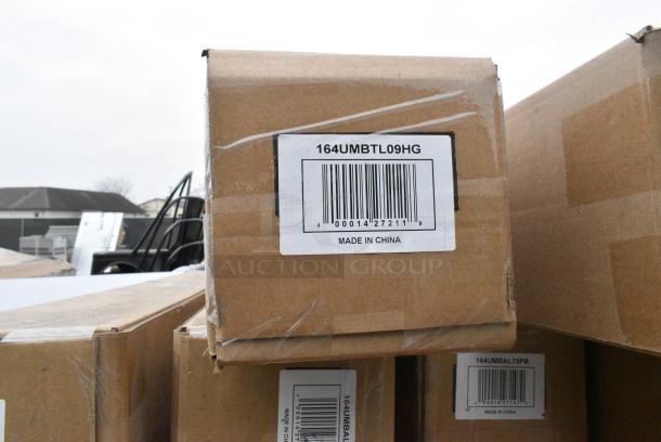 29 BRAND NEW SCRATCH AND DENT! Items Including 4 164UMBAL75PB Patio Umbrella, 2 164UMBTL09HG Patio Umbrella, 3493060ANTGY Lancaster Table &amp; Seating Industrial 30" x 60" Solid Wood Live Edge Table Top with Antique Slate Gray Finish, 3 384YCZ32RNDB Lancaster Table & Seating 32" Round Granite White Heavy-Duty Blow Molded Bar Height Plastic Folding Table, 19 176ECO7230 30"x72" White Plastic Folding Table. 29 Times Your Bid! - Image 3 of 7