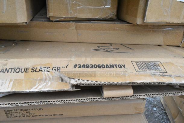 29 BRAND NEW SCRATCH AND DENT! Items Including 4 164UMBAL75PB Patio Umbrella, 2 164UMBTL09HG Patio Umbrella, 3493060ANTGY Lancaster Table &amp; Seating Industrial 30" x 60" Solid Wood Live Edge Table Top with Antique Slate Gray Finish, 3 384YCZ32RNDB Lancaster Table & Seating 32" Round Granite White Heavy-Duty Blow Molded Bar Height Plastic Folding Table, 19 176ECO7230 30"x72" White Plastic Folding Table. 29 Times Your Bid! - Image 4 of 7