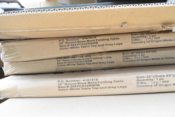 29 BRAND NEW SCRATCH AND DENT! Items Including 4 164UMBAL75PB Patio Umbrella, 2 164UMBTL09HG Patio Umbrella, 3493060ANTGY Lancaster Table &amp; Seating Industrial 30" x 60" Solid Wood Live Edge Table Top with Antique Slate Gray Finish, 3 384YCZ32RNDB Lancaster Table & Seating 32" Round Granite White Heavy-Duty Blow Molded Bar Height Plastic Folding Table, 19 176ECO7230 30"x72" White Plastic Folding Table. 29 Times Your Bid! - Image 5 of 7