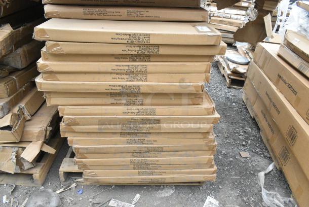 29 BRAND NEW SCRATCH AND DENT! Items Including 4 164UMBAL75PB Patio Umbrella, 2 164UMBTL09HG Patio Umbrella, 3493060ANTGY Lancaster Table &amp; Seating Industrial 30" x 60" Solid Wood Live Edge Table Top with Antique Slate Gray Finish, 3 384YCZ32RNDB Lancaster Table & Seating 32" Round Granite White Heavy-Duty Blow Molded Bar Height Plastic Folding Table, 19 176ECO7230 30"x72" White Plastic Folding Table. 29 Times Your Bid! - Image 6 of 7