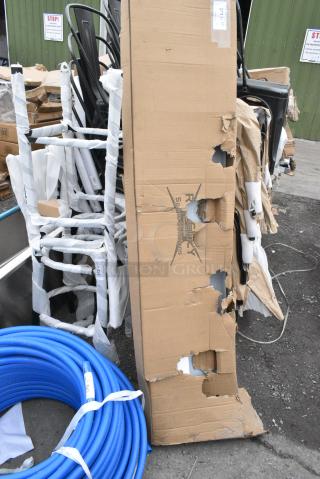 BRAND NEW SCRATCH AND DENT! Regency 600PS1572 15" x 72" Stainless Steel Wall Mounted Pot Rack with Shelf and 18 Galvanized Hooks. May Be Missing Pieces
