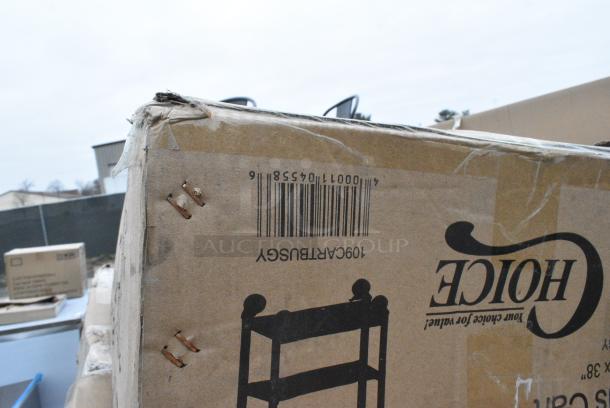 14 BRAND NEW SCRATCH AND DENT! Items Including 190CARTBUSGY Choice Utility / Bussing Cart with Three Shelves - 32" x 16", 600TSB3048S Regency 30" x 48" 16-Gauge Stainless Steel Commercial Work Table with 4" Backsplash and Undershelf, 460ECSC1836 Regency NSF Chrome Wire Security Cage - 18" x 36" x 61", 400010098750, 522ETOB3060 Steelton 30" x 60" 18-Gauge 430 Stainless Steel Open Base Work Table, 460EC2448 Regency 24" x 48" NSF Chrome Wire Shelf, 600TSB3072S Regency 30" x 72" 16-Gauge Stainless Steel Commercial Work Table with 4" Backsplash and Undershelf. 14 Times Your Bid! - Image 2 of 9