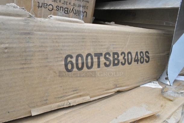 14 BRAND NEW SCRATCH AND DENT! Items Including 190CARTBUSGY Choice Utility / Bussing Cart with Three Shelves - 32" x 16", 600TSB3048S Regency 30" x 48" 16-Gauge Stainless Steel Commercial Work Table with 4" Backsplash and Undershelf, 460ECSC1836 Regency NSF Chrome Wire Security Cage - 18" x 36" x 61", 400010098750, 522ETOB3060 Steelton 30" x 60" 18-Gauge 430 Stainless Steel Open Base Work Table, 460EC2448 Regency 24" x 48" NSF Chrome Wire Shelf, 600TSB3072S Regency 30" x 72" 16-Gauge Stainless Steel Commercial Work Table with 4" Backsplash and Undershelf. 14 Times Your Bid! - Image 3 of 9