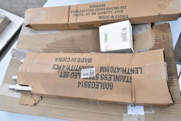 BRAND NEW SCRATCH AND DENT! Items Including 600LEGSS14 Regency 18 1/2" Stainless Steel Legs for Sinks - 4/Set, 600CB24SS Regency 17 5/16" Side Sink Cross Brace - 2/Set - Image 2 of 5