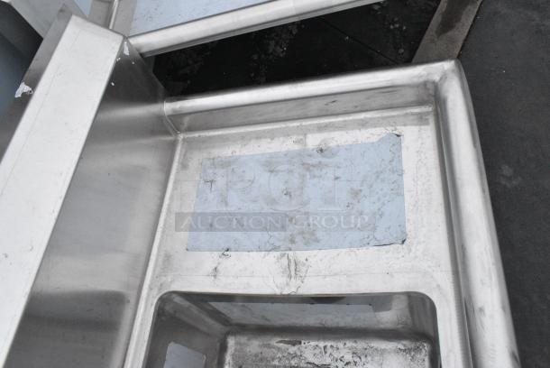 BRAND NEW SCRATCH AND DENT! Regency 600S31014212 58" 16-Gauge Stainless Steel Three Compartment Commercial Sink with Galvanized Steel Legs and 2 Drainboards - 10" x 14" x 10" Bowls. No Legs. - Image 4 of 5