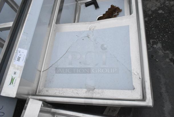 BRAND NEW SCRATCH AND DENT! Regency 600S1242424L 50 1/2" 16 Gauge Stainless Steel One Compartment Commercial Sink with Galvanized Steel Legs and 1 Drainboard - 24" x 24" x 14" Bowl. No Legs. - Image 2 of 4