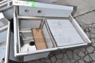 BRAND NEW SCRATCH AND DENT! Regency 600S1172324R 44" 16 Gauge Stainless Steel One Compartment Commercial Sink with Galvanized Steel Legs and 1 Drainboard - 17" x 23" x 12" Bowl - Right Drainboard
