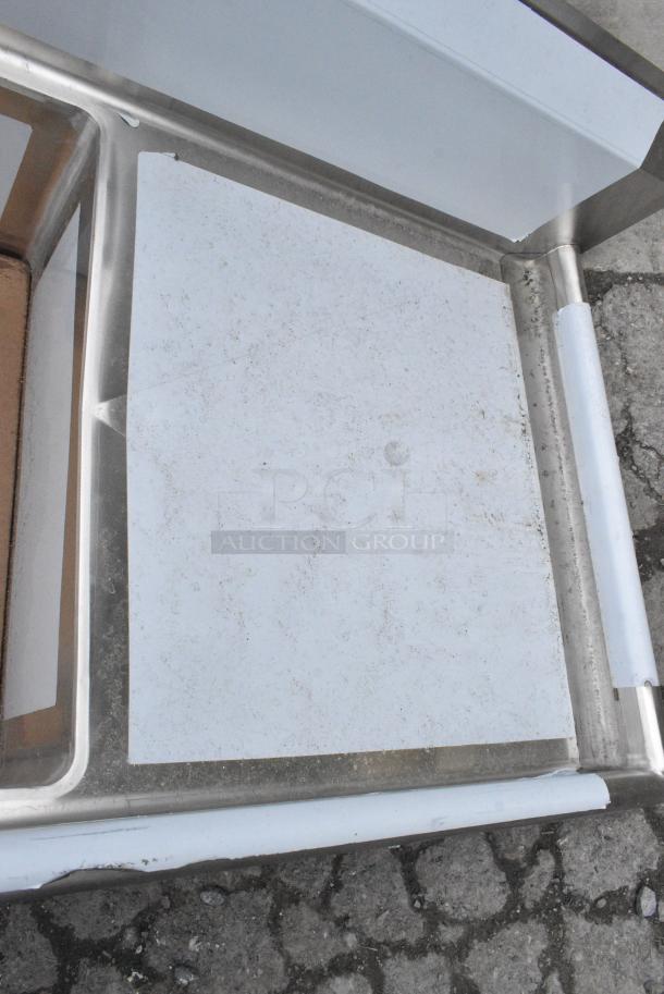 BRAND NEW SCRATCH AND DENT! Regency 600S1172324R 44" 16 Gauge Stainless Steel One Compartment Commercial Sink with Galvanized Steel Legs and 1 Drainboard - 17" x 23" x 12" Bowl - Right Drainboard - Image 5 of 6