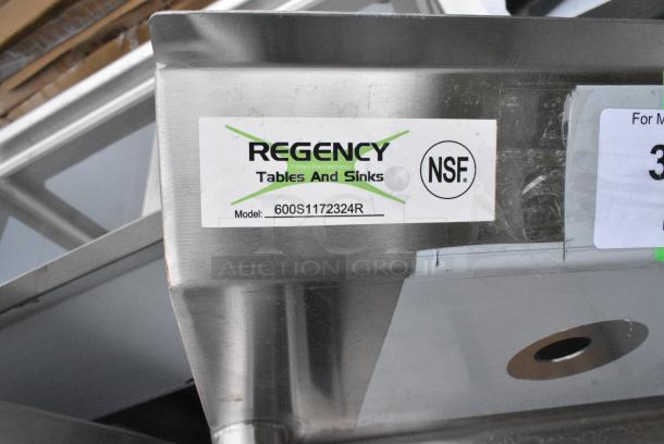 BRAND NEW SCRATCH AND DENT! Regency 600S1172324R 44" 16 Gauge Stainless Steel One Compartment Commercial Sink with Galvanized Steel Legs and 1 Drainboard - 17" x 23" x 12" Bowl - Right Drainboard - Image 6 of 6
