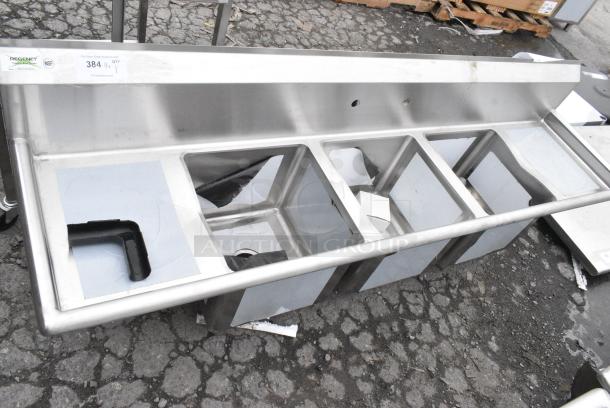 BRAND NEW SCRATCH AND DENT! Regency 600S31515215 Stainless Steel 3 Bay Sink w/ Dual Drain Boards. No Legs. - Image 1 of 6