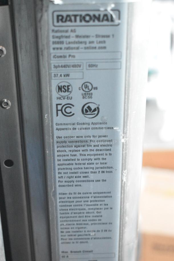 2 2021 Rational LM100EE.AXXXX/LM100CE.AXXXX Stainless Steel Commercial Combi Convection Ovens. 440/480 Volts, 3 Phase. 2 Times Your Bid! - Image 14 of 14