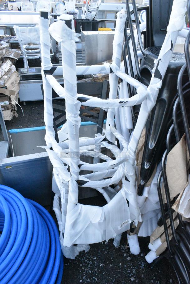 2 BRAND NEW SCRATCH AND DENT! Black Metal Bar Height Cross Back Chair Frame. 2 Times Your Bid! - Image 2 of 3