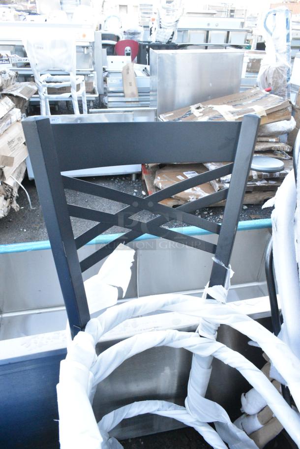 2 BRAND NEW SCRATCH AND DENT! Black Metal Bar Height Cross Back Chair Frame. 2 Times Your Bid! - Image 3 of 3