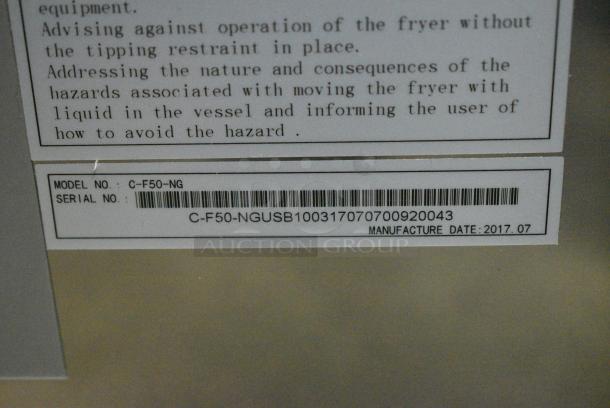 BRAND NEW! 2017 Migali C-F50-NG Stainless Steel Commercial Natural Gas Powered Deep Fat Fryer w/ 2 Metal Fry Baskets. 136,000 BTU. Serial C-F50-NGUSB100317070700920043 - Image 9 of 9