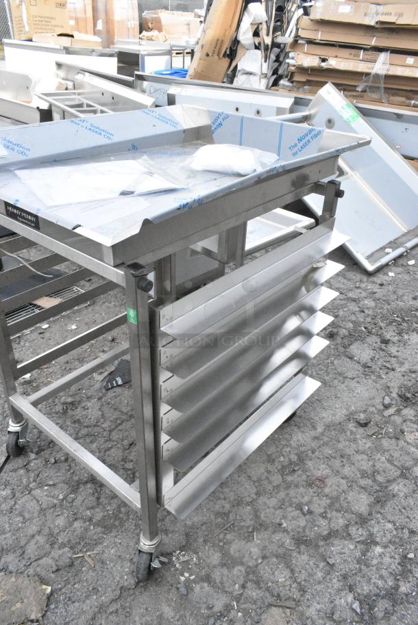 BRAND NEW! Henny Penny Stainless Steel Commercial Portable Breading Table on Commercial Casters. - Image 6 of 7