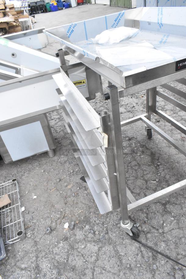 BRAND NEW! Henny Penny Stainless Steel Commercial Portable Breading Table on Commercial Casters. - Image 7 of 7