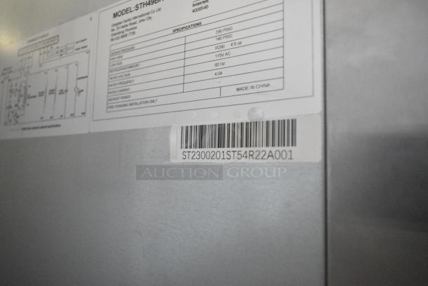 BRAND NEW! Javar STH49BR Stainless Steel Commercial 2 Door Reach In Cooler w/ Poly Coated Racks on Commercial Casters. 115 Volts, 1 Phase. Serial ST2300201ST54R22A001. Tested and Working! - Image 8 of 8