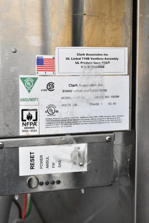 Halifax Hoods Stainless Steel Commercial Ventless Hood w/ Ansul R-102 Wet Chemical Fire Suppresion. 230 Volts, 1 Phase. - Image 10 of 10