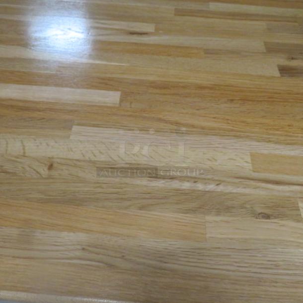 One Solid Wood Butcher Block Table Top On A Pedestal Base. 48X30X30 - Image 2 of 2