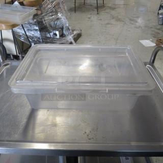 One 3.5 Gallon Food Storage Container With Lid.