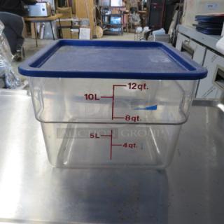 One 12 Quart Food Storage Container With Lid.