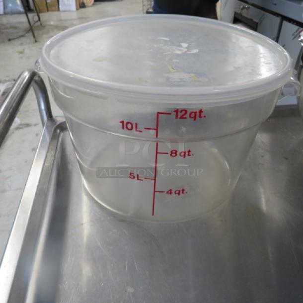 One 12 Quart Round Food Storage Container With Lid. - Image 1 of 1