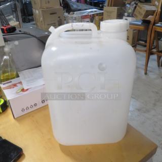 One 5 Gallon Poly Water Jug.