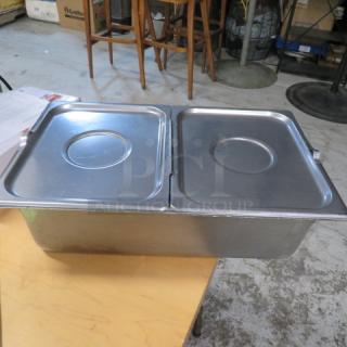 One Full Size 6 Inch Deep Hotel Pan With Hinged Lid.