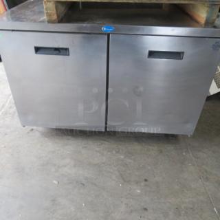 One Randell 2 Door Under Counter Refrigerator On Casters. 48X30X33