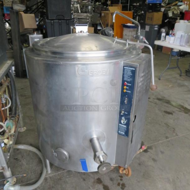 One Groen 40 Gallon Natural Gas Steam Kettle. Model# AH/1E-40. $23,606.00. - Image 1 of 1