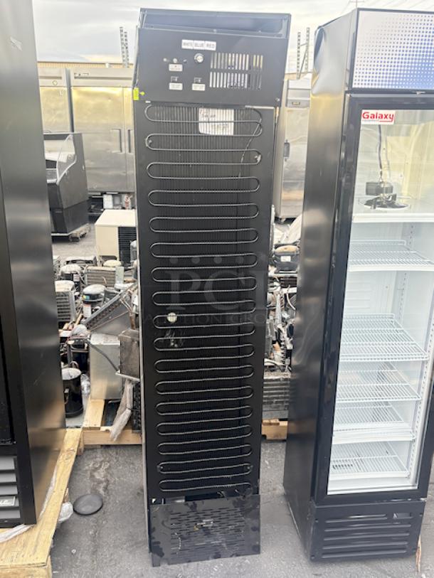 BRAND NEW SCRATCH & DENT! Galaxy GDN-5 16 9/16" Black Swing Glass Door Merchandiser Refrigerator with Red, White, and Blue LED Lighting. Missing Power Cords. See photos.  2x Your Bid. - Image 5 of 10