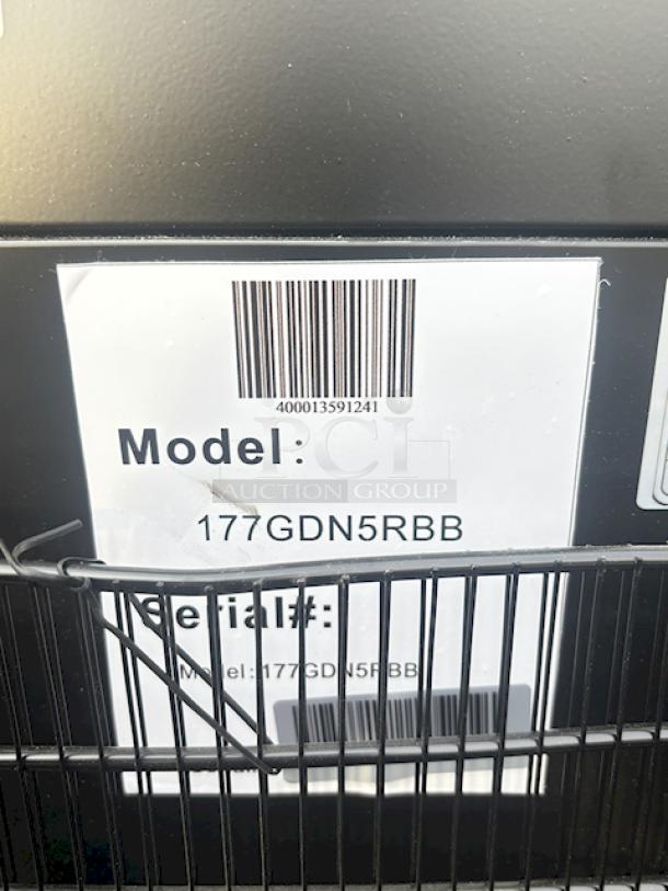 BRAND NEW SCRATCH & DENT! Galaxy GDN-5 16 9/16" Black Swing Glass Door Merchandiser Refrigerator with Red, White, and Blue LED Lighting. Missing Power Cords. See photos.  2x Your Bid. - Image 10 of 10